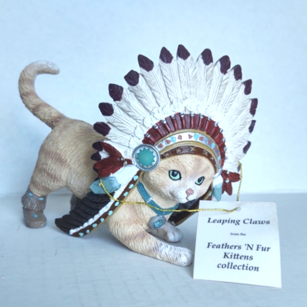 Hamilton Collection Leaping Claws Feathers 'N Fur Kittens figurine
